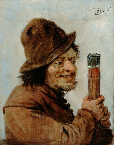 A Peasant Holding a Glass by David Teniers the Younger